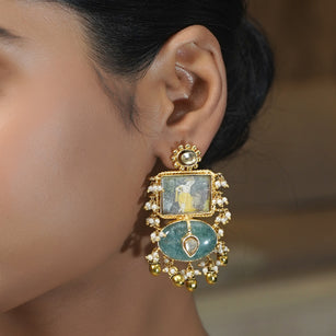 Pichwai Dayamai 22k Gold Plated Earring