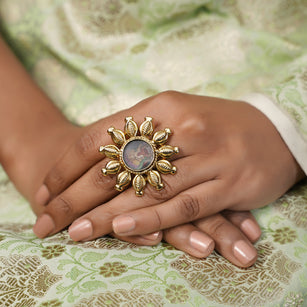 Pichwai Ekaja 22k Gold Plated Ring