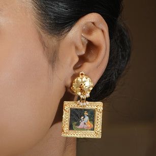Pichwai Chaman 22k Gold Plated Earring