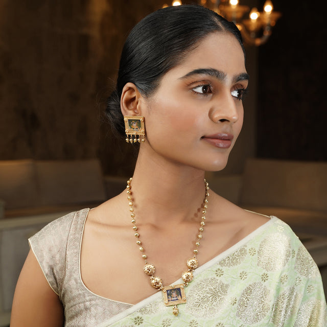 Pichwai 22k Gold Plated Necklace Set