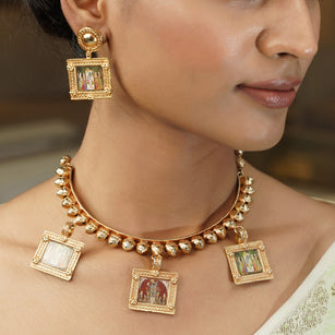 Pichwai  22k Gold Plated Necklace Set