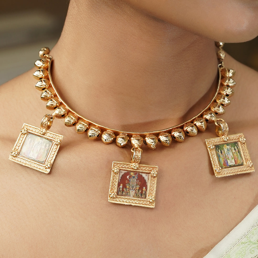 Pichwai  22k Gold Plated Necklace Set