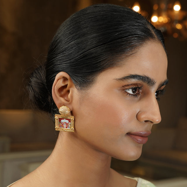 Pichwai Aradhana 22k Gold Plated Earring