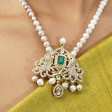 Gemstone Darika 22k Gold Plated Pendant Set