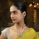 Gemstone Darika 22k Gold Plated Pendant Set