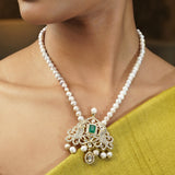 Gemstone Darika 22k Gold Plated Pendant Set