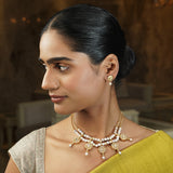 Gemstone Darpana 22k Gold Plated Necklace Set