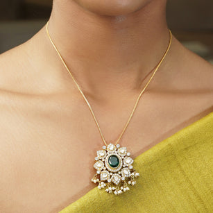 Gemstone 22k Gold Plated Pendant