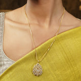 Gemstone Debanjali 22k Gold Plated Pendant Set