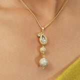 Gemstone Dipanwita 22k Gold Plated Pendant Set