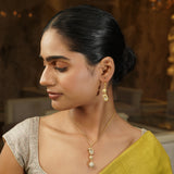 Gemstone Dipanwita 22k Gold Plated Pendant Set