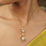 Gemstone Dipanwita 22k Gold Plated Pendant Set