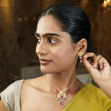 Gemstone Falguni 22k Gold Plated Pendant Set