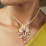 Gemstone Falguni 22k Gold Plated Pendant Set