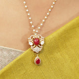Gemstone Ruby 22k Gold Plated Pendant Set