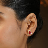Gemstone Ruby 22k Gold Plated Pendant Set
