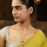 Gemstone Ruby 22k Gold Plated Pendant Set
