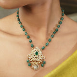Gemstone Ganavi 22k Gold Plated Pendant Set