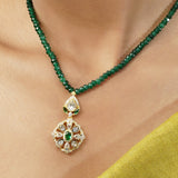 Gemstone Ganishka 22k Gold Plated Pendant Set