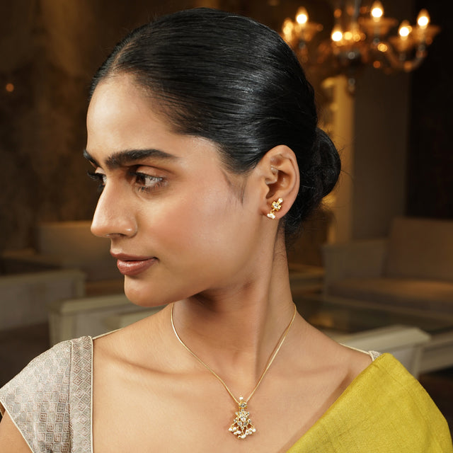Gemstone Gargi 22k Gold Plated Pendant Set