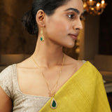 Gemstone Gaurika 22k Gold Plated Pendant Set