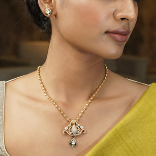 Gemstone Gulika 22k Gold Plated Pendant Set