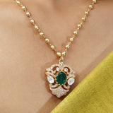 Gemstone Fulmati 22k Gold Plated Pendant Set
