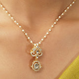 Gemstone Hamsika 22k Gold Plated Pendant Set