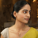 Gemstone Hamsika 22k Gold Plated Pendant Set