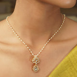 Gemstone Hamsika 22k Gold Plated Pendant Set