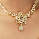 Gemstone Harisha navya 22k Gold Plated Pendant Set