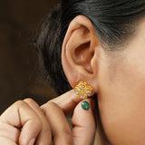 Gemstone Hiranya 22k Gold Plated Pendant Set