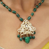 Gemstone Hiranya 22k Gold Plated Pendant Set