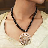 Gemstone 22k Gold Plated Pendant Set