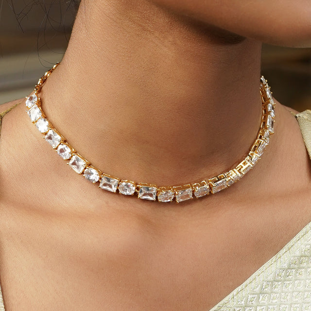 Gemstone Jayashree 22k Gold Plated Necklace Set