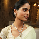 Gemstone Haarika 22k Gold Plated Pendant Set