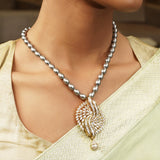 Gemstone Haarika 22k Gold Plated Pendant Set