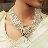 Gemstone Jhalak 22k Gold Plated Pendant Set