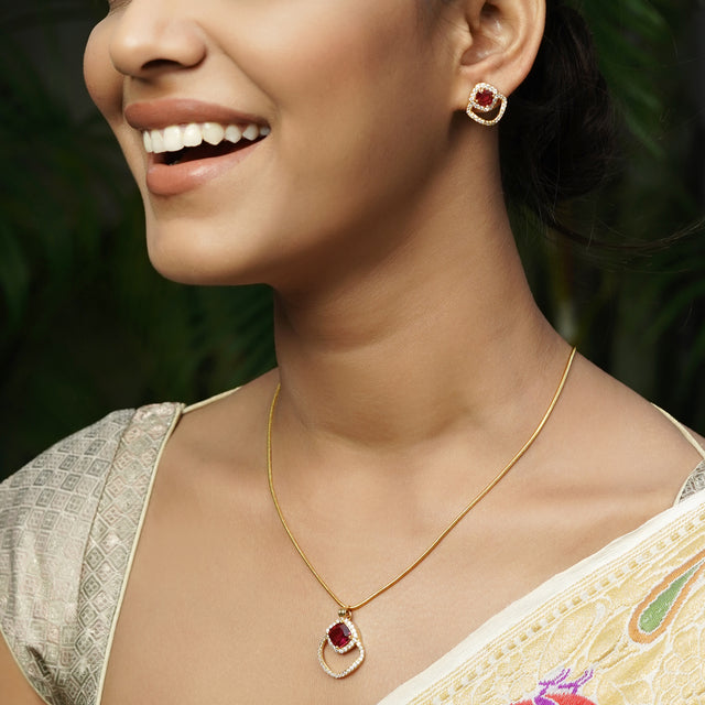 22k Gold Plated Akshita Pendant Set