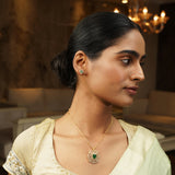 Gemstone Kaishori 22k Gold Plated Pendant Set