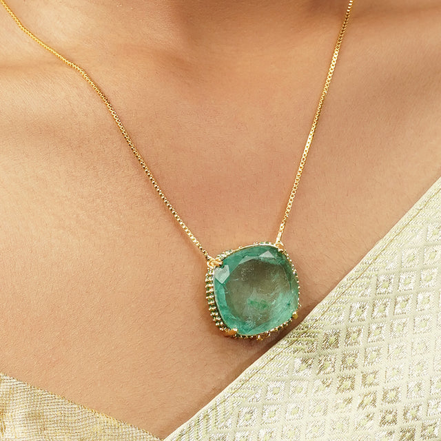Gemstone Kajri 22k Gold Plated Pendant Set