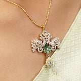 Gemstone Kalindi 22k Gold Plated Pendant Set