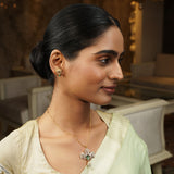 Gemstone Kalindi 22k Gold Plated Pendant Set