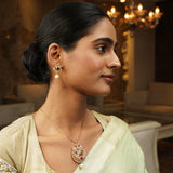Gemstone navya 22k Gold Plated Pendant Set