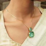 Gemstone Kanti 22k Gold Plated Pendant Set