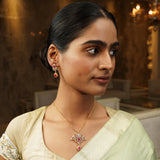Gemstone Kashika 22k Gold Plated Pendant Set