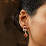 Gemstone Kashika 22k Gold Plated Pendant Set