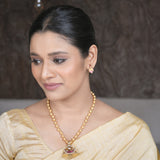 22k Gold Plated Amolya Ratna Pendant Set