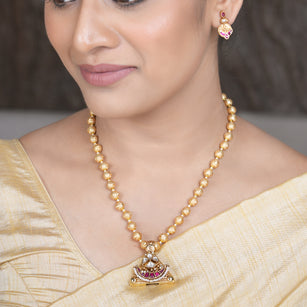 22k Gold Plated Amolya Ratna Pendant Set