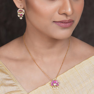 22k Gold Plated Amolya Padmika Pendant Set